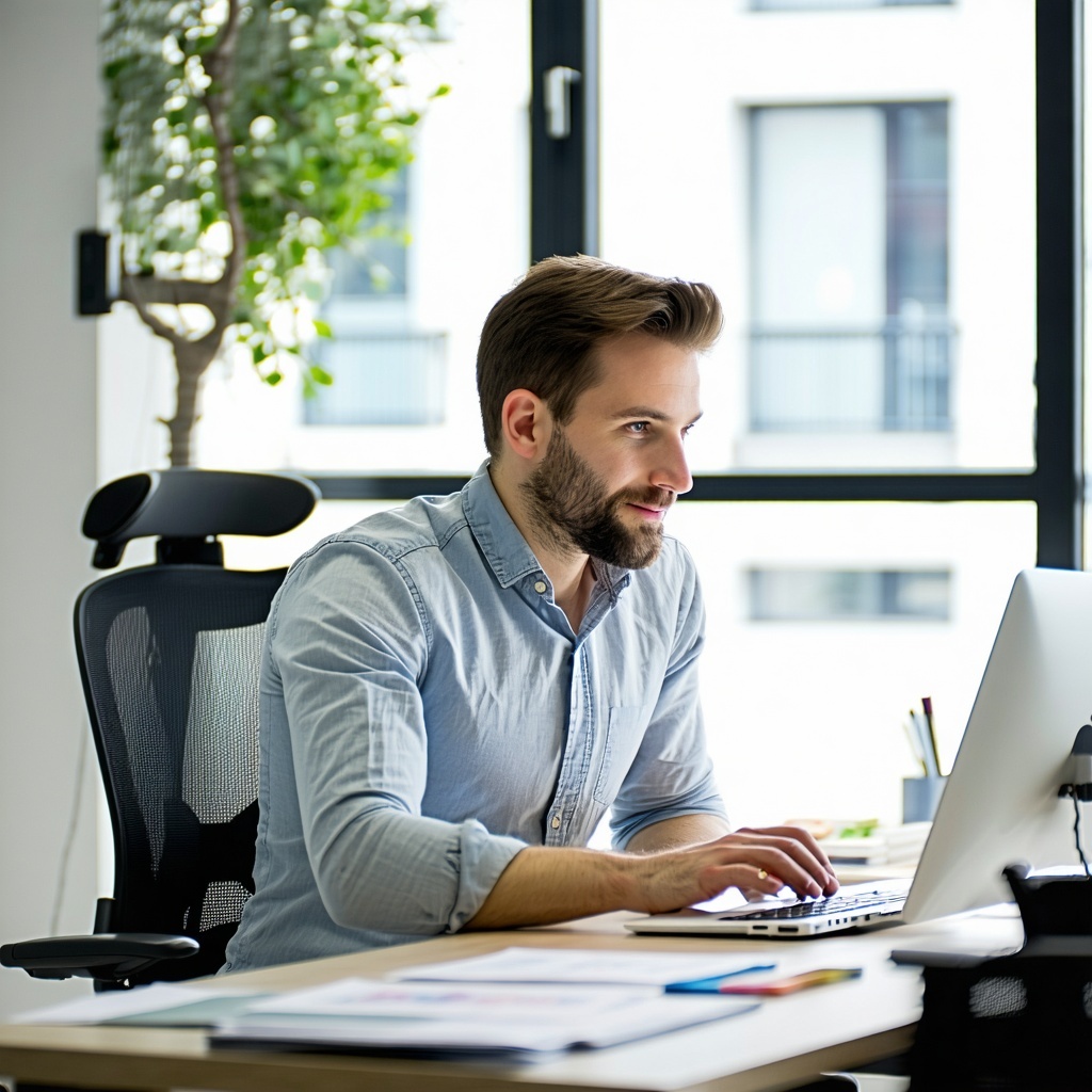 a man working at the desk in the office-1 a man working at the desk in the office-1